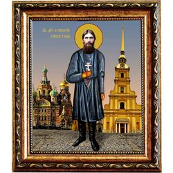 Григорий Распутин в полный рост. Икона на холсте.