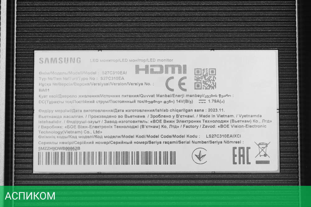 Монитор Samsung 27" S27C310EAI