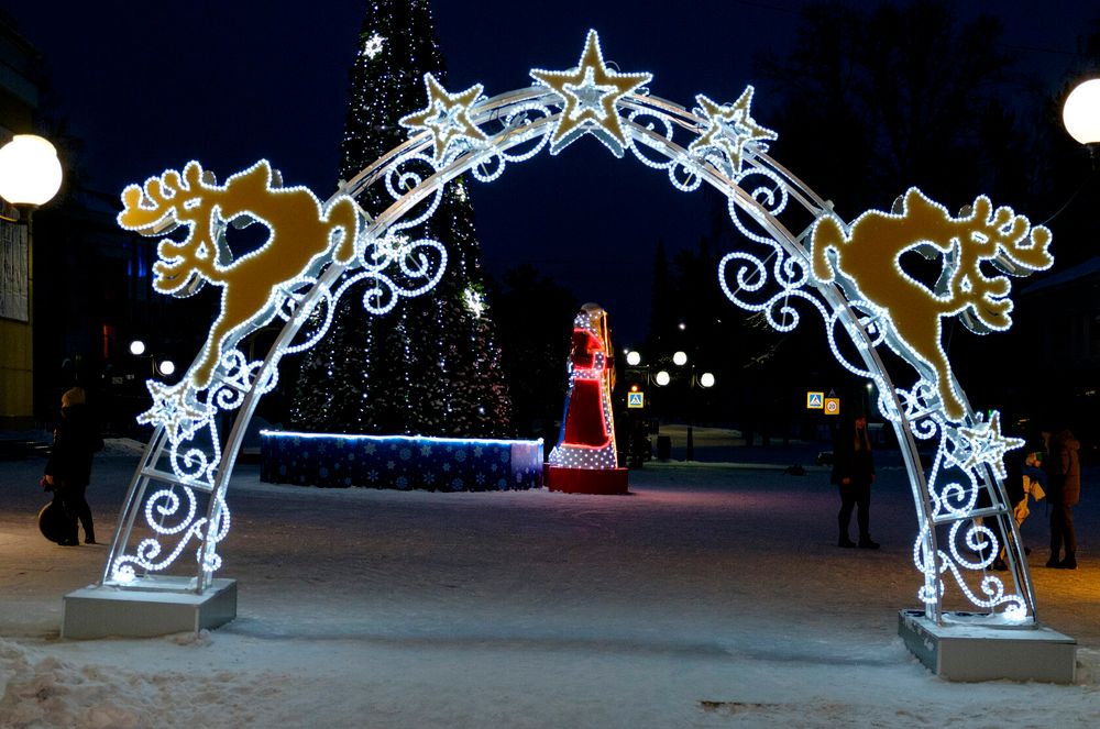 световая арка с оленями