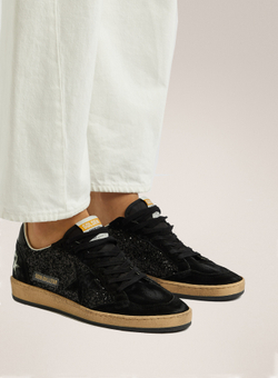 Ball Star in black glitter with black suede inserts