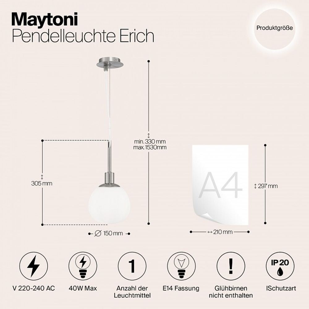 Подвесной светильник Maytoni Erich MOD221-PL-01-G