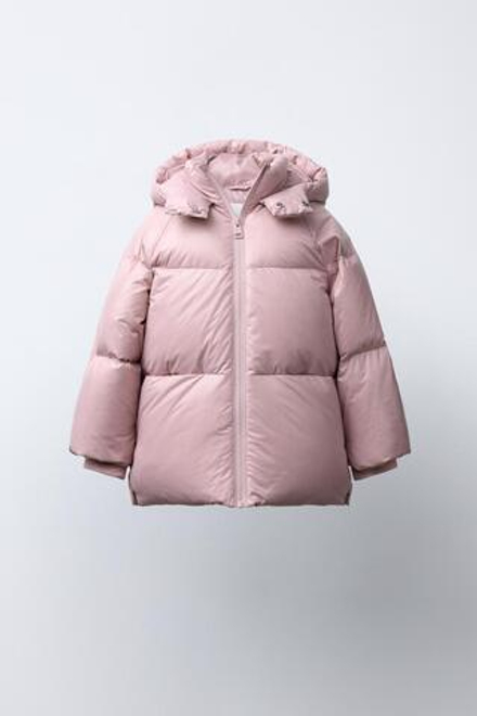 ZARA ПУХОВИК ИЗ ПЕРА И ПУХА WATER REPELLENT И WIND RESISTANT, РОЗОВЫЙ