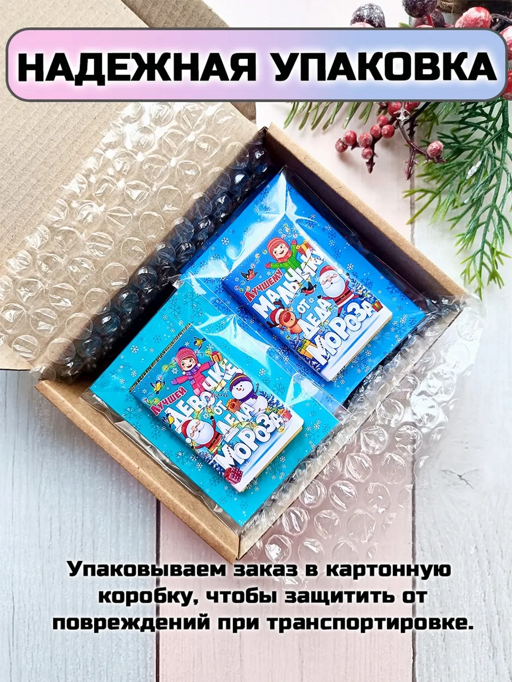 Открытки подарочные на Новый год с шоколадом