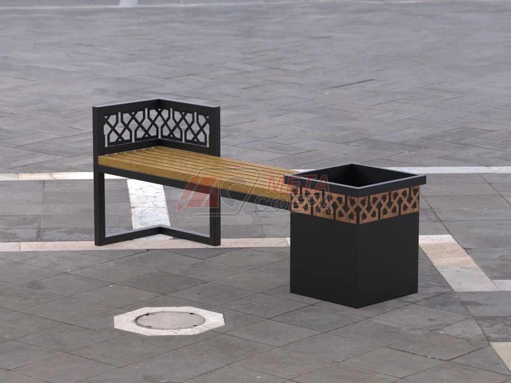 Лавка City c 1 вазоном