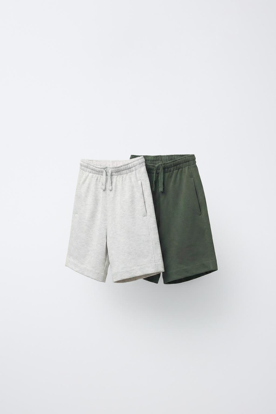 ZARA НАБОР ИЗ ДВУХ ОДНОТОННЫХ БЕРМУДОВ, РАЗНОЦВЕТНЫЙ