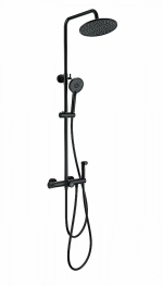 Душевая система с техническим душем и термостатом WONZON & WOGHAND WW-B3097-A-MB черный матовый