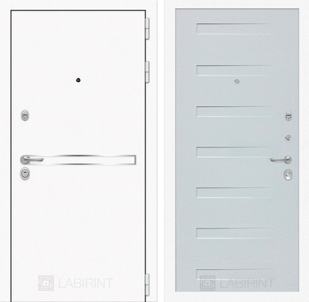 Входная металлическая дверь Лабиринт Лайн WHITE 14 (Белые входные двери) - Дуб кантри белый горизонтальный.