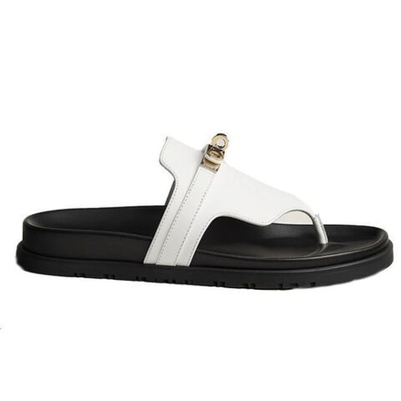 Hermes Empire comfortable casual rubber-soled flip-flops women's white, H232116 Z90