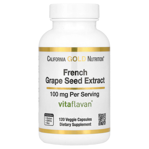 California Gold Nutrition, экстракт косточек французского винограда, Vitaflavan®, 100 мг, 120 растительных капсул