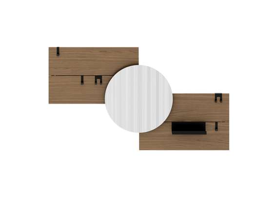 Вешалка Stripe M горизонтальная с зеркалом D 60 см (натуральный дуб)