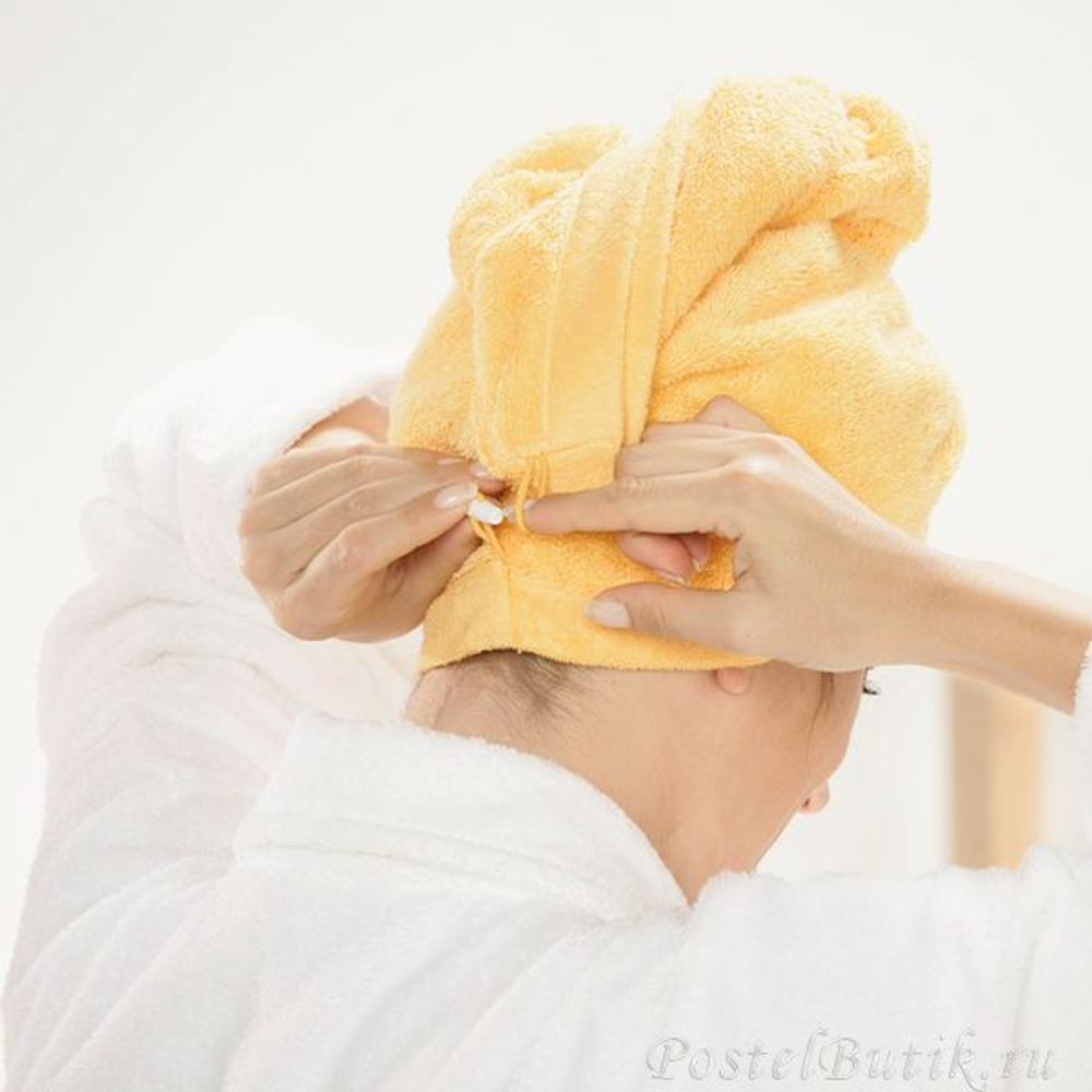 Махровое полотенце для волос Turban 7073 Hairtowe желтое от Cawo Германия