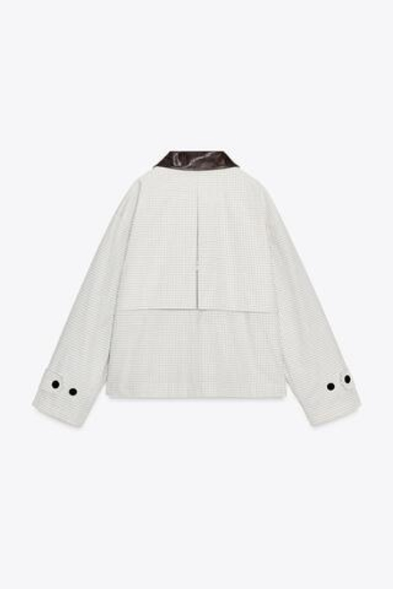 ZARA КОРОТКИЙ ТРЕНЧ С ВОРОТНИКОМ ИЗ ИСКУССТВЕННОЙ КОЖИ — ZW COLLECTION, БЕЛЫЙ/ЧЕРНЫЙ