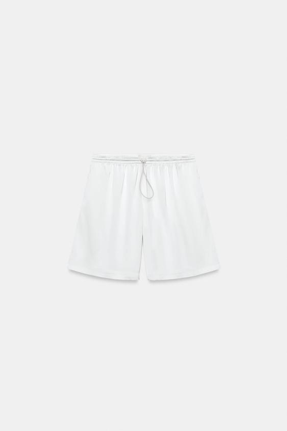 ZARA АТЛАСНЫЕ ШОРТЫ СО СТОПЕРОМ, БЕЛЫЙ