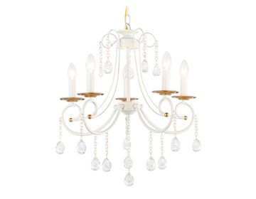 Подвесная люстра с хрусталем 5*E14 TR4916/5 WH/GD белый/золото Traditional Classic Ambrella