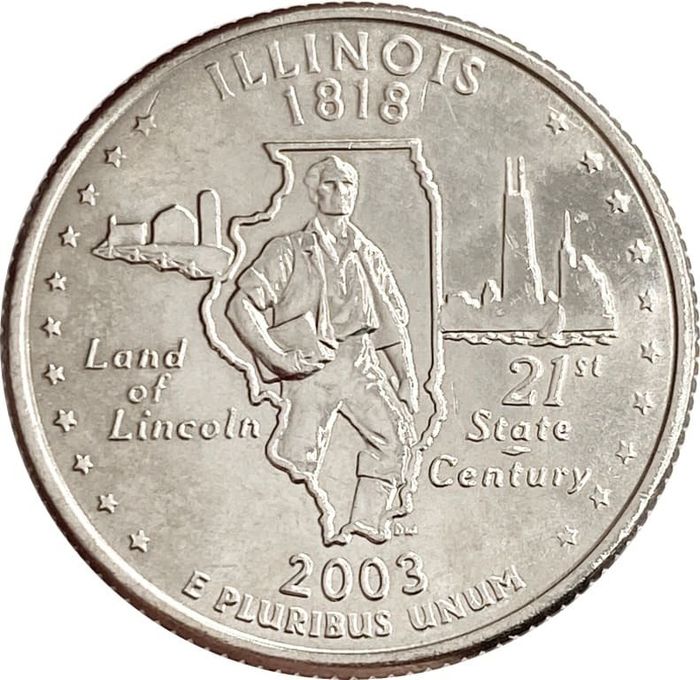 25 центов (1/4 доллара, квотер) 2003 США «Штат Иллинойс» (D)