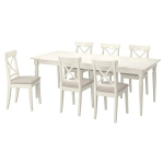 Обеденный набор - INGATORP/INGOLF IKEA/ИНГАТОРП/ИНГОЛЬФ ИКЕА, 155х87х74 см, белый