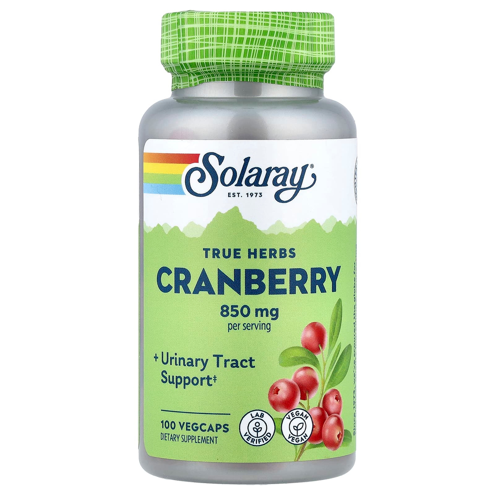 Solaray, True Herbs, клюква, 100 растительных капсул (425 мг на капсулу)