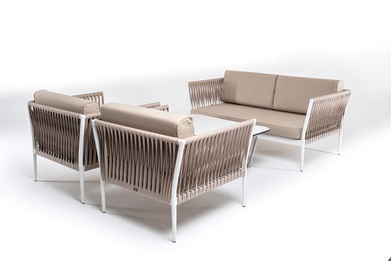 "Касабланка" лаунж-зона плетеная из роупа 4-местная, цвет серо-коричневый