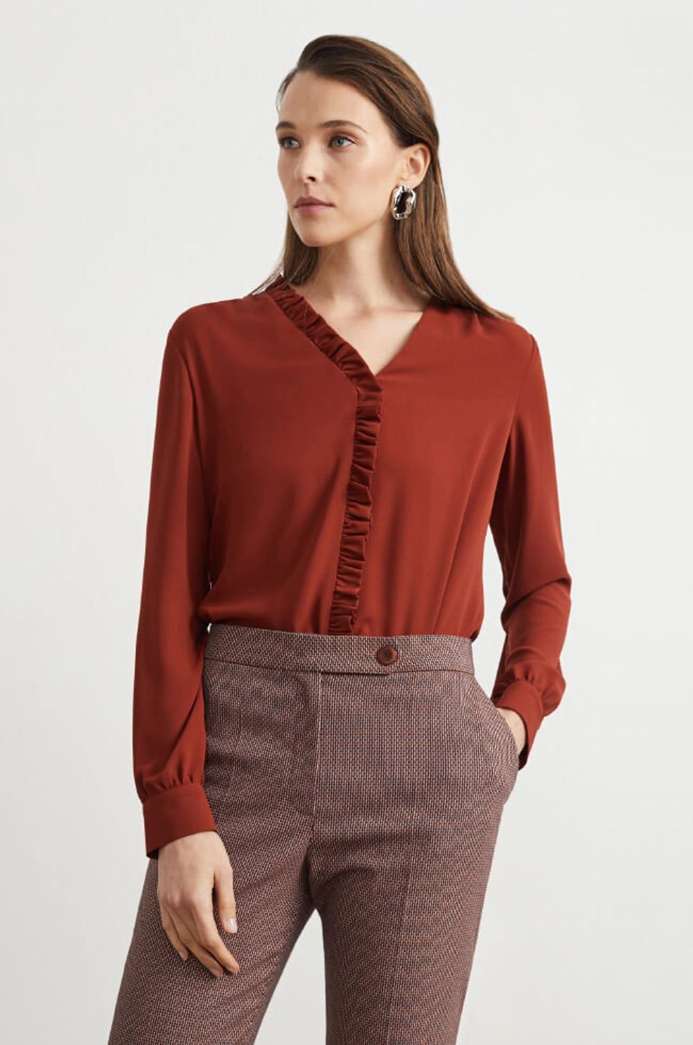 22236 Блузка женская (красно-терракотовый)