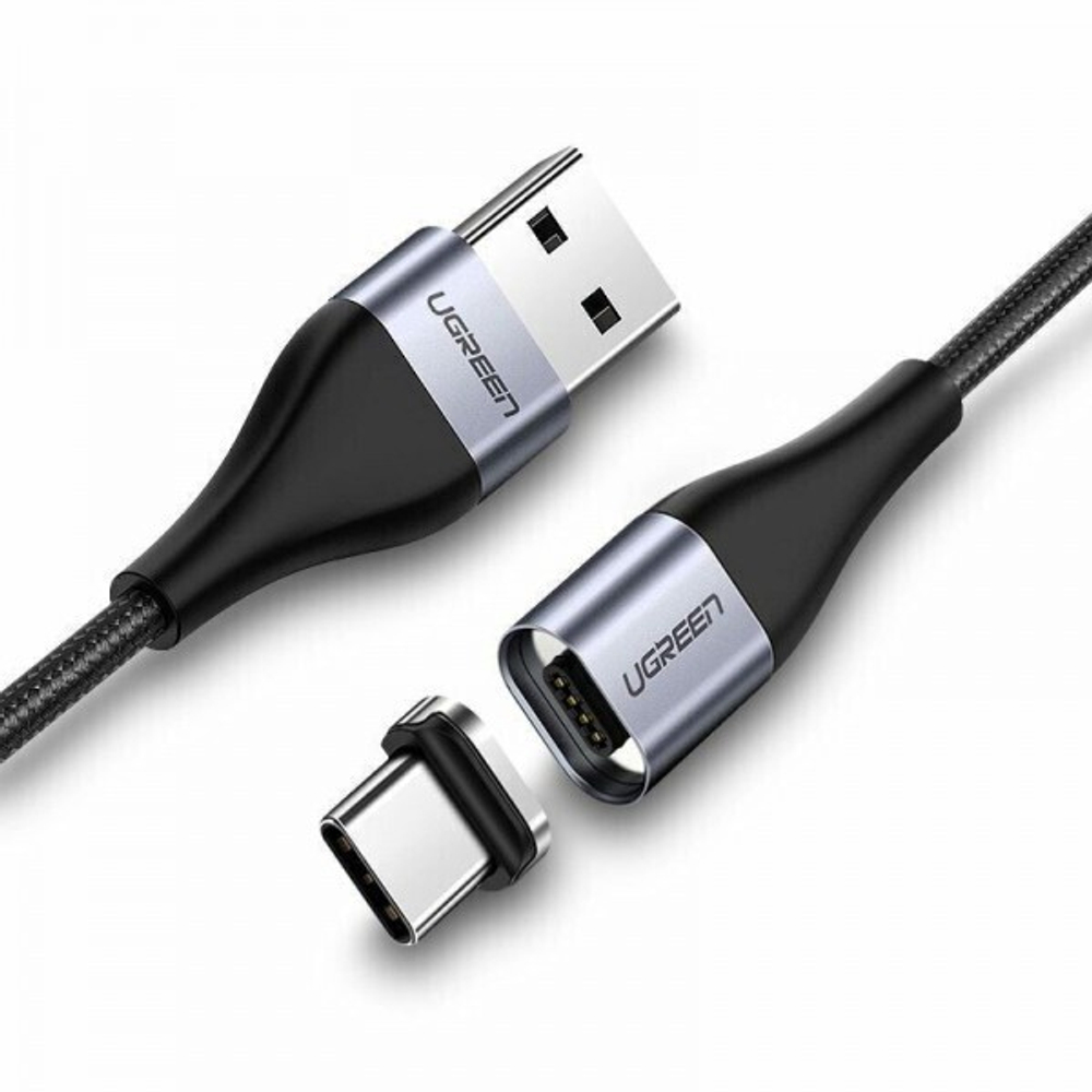 UGREEN (3A) Кабель + магнитный переходник для Micro usb, Тип C , 1метр