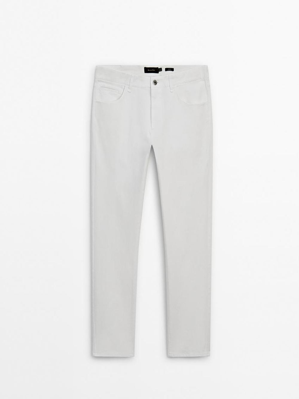 Massimo Dutti Зауженные джинсы из расшлихтованной ткани, белый