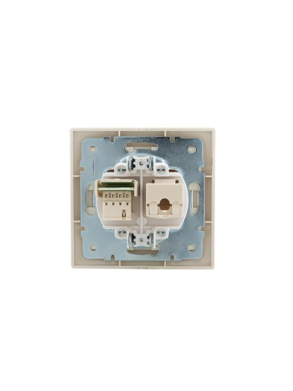 Розетка компьютерная + телефонная 2-м СП Mira RJ45 + RJ11 крем./крем.. LEZARD 701-0303-143