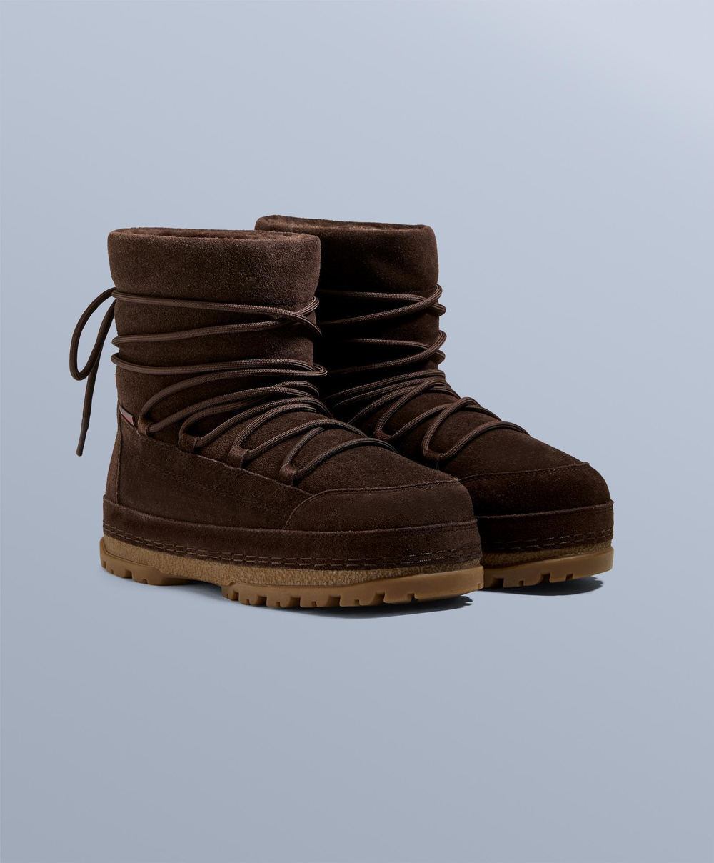 OYSHO Технически кожаные ботинки на шнуровке, коричневый