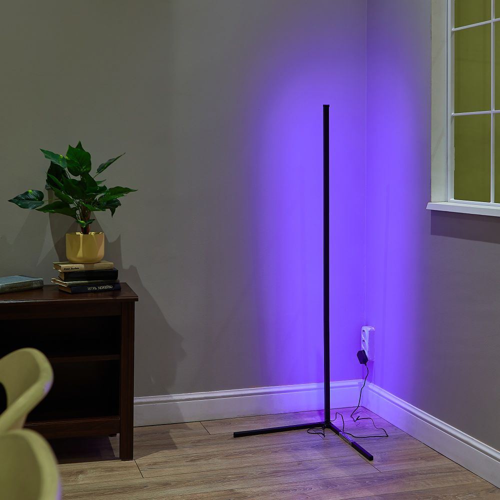 ULM-T630 10W-RGB-DIM-RC BLACK Торшер напольный светодиодный. 10W. RGB свет. Диммер. Пульт ДУ в-к. Черный. ТМ Uniel