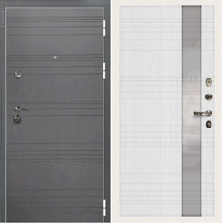 Входная дверь  Лекс Император 3К Софт графит №52 Беленый дуб белые стекла