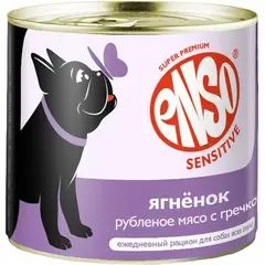 ENSO консервы для взрослых собак здоровья кожи и красоты мясо ягненок с гречкой 190гр