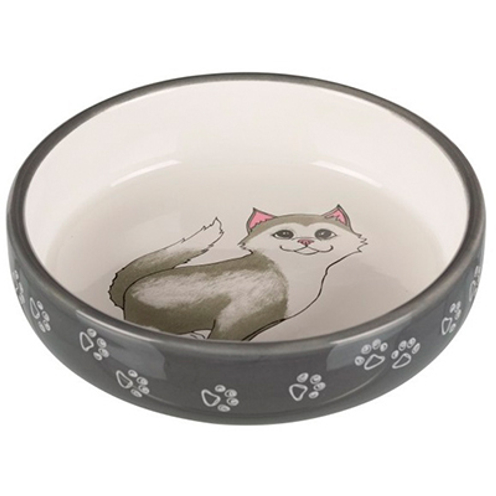 Trixie Миска для кошек короткомордых пород 0,3 л/ф 15 см, серый