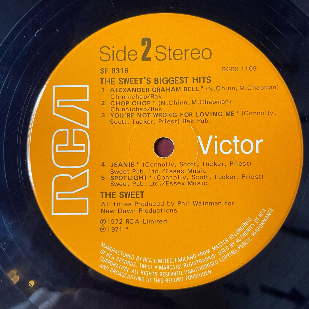 Винтажная виниловая пластинка LP The Sweet Biggest Hits (UK 1972)