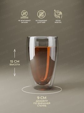 Набор стеклянных стаканов 2 шт. 450 мл. Kamille KM 9003 с двойными стенками