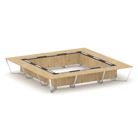 Steel Meet Стол переговорный квадратный MM-PR.B.SP-24K Тиквуд Светлый/Графит Глянец/Нержавеющая Стал