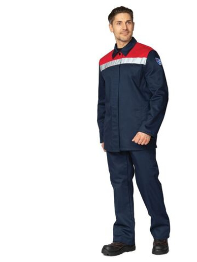 Костюм сварщика Титан Комфорт 1 кл.защиты (100% хлопок), плотность 260 г/м², ОП, т.синий/красный