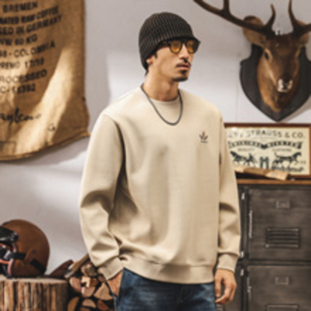 Мужская толстовка американского ретро-стиля, 360 г, весна-осень, новая модная брендовая свободная модель, модная футболка с принтом, мужской стиль