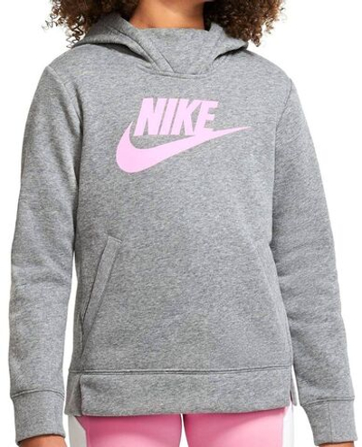 Кофта для девочки теннисная  Nike Sportswear Pullover Hoodie - carbon heather/carbon heather/pink