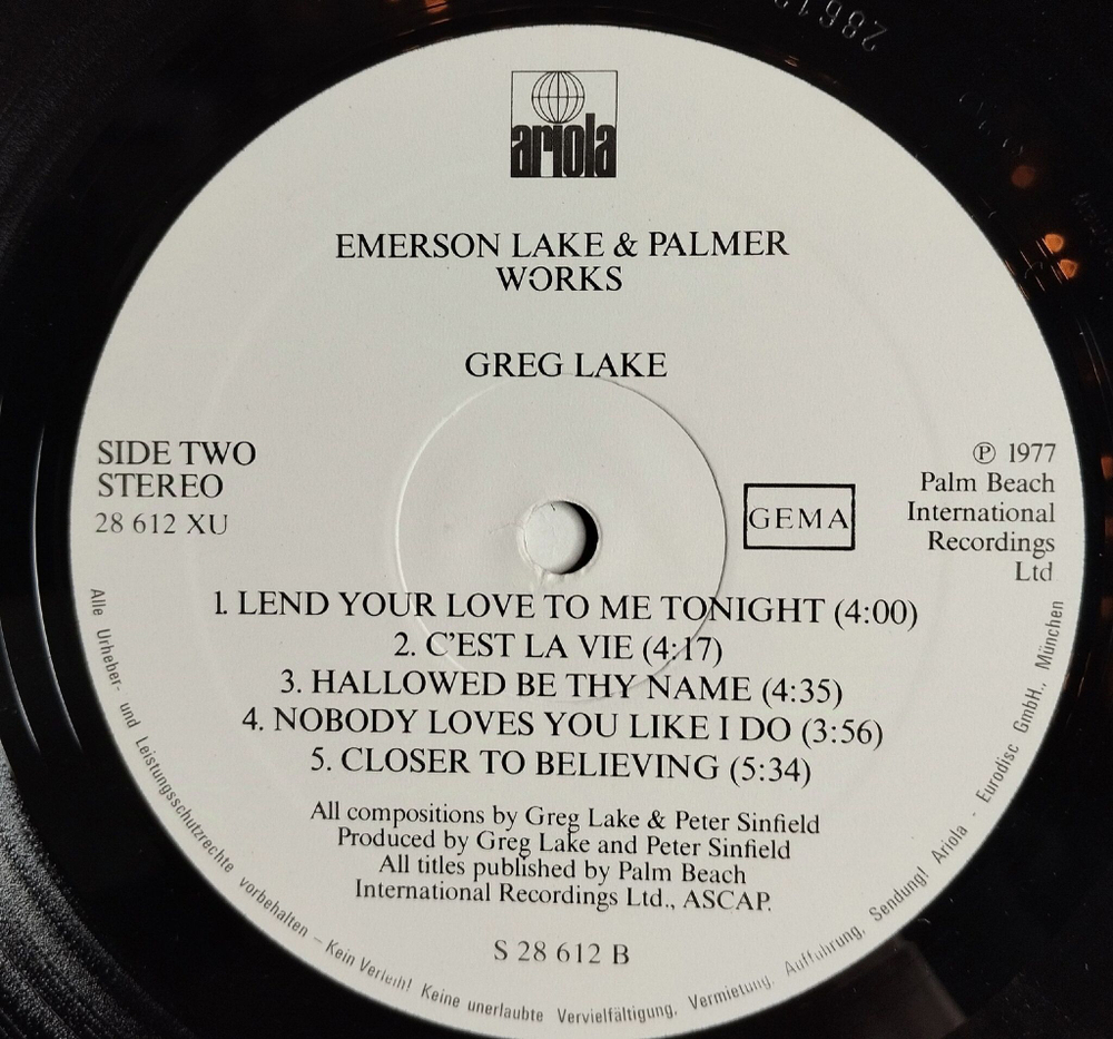 Винтажная виниловая пластинка LP Emerson Lake and Palmer Works (Volume 1) (Germany 1977)