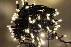 Светодиодная нить 100 теплых белых LED ламп, 10 м., 24В, статика, черный провод ПВХ, Teamprof (TPF-S10C-24V-CB/WW)