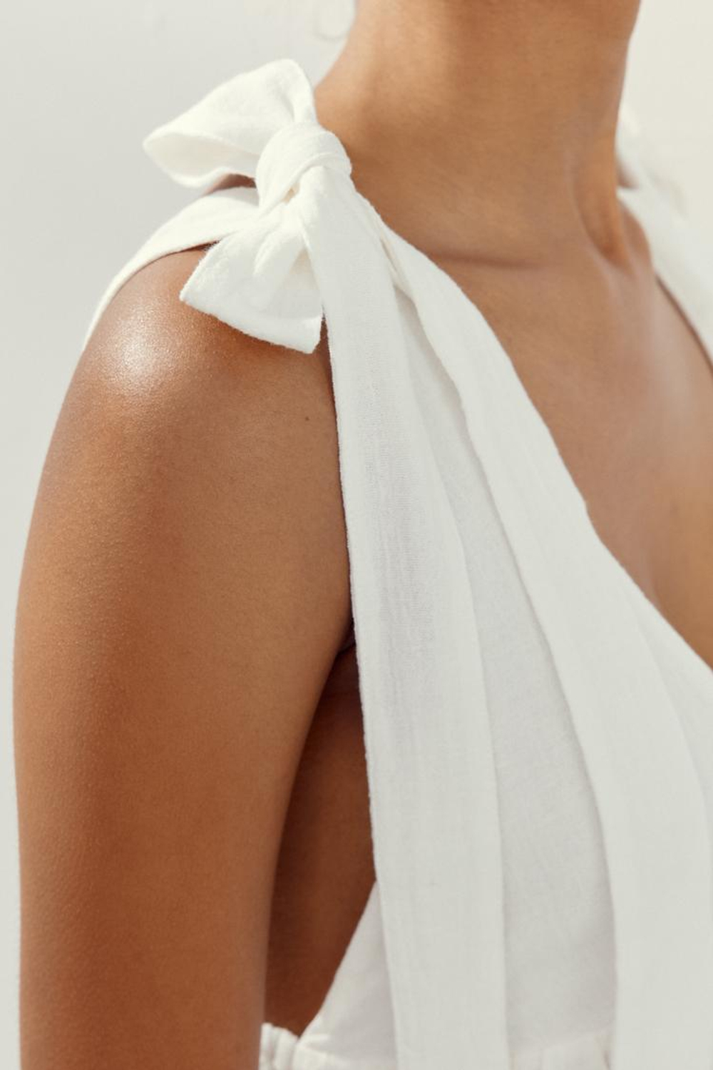 ZARA ТОП С БАНТАМИ, ЖЕЛТОВАТО-БЕЛЫЙ