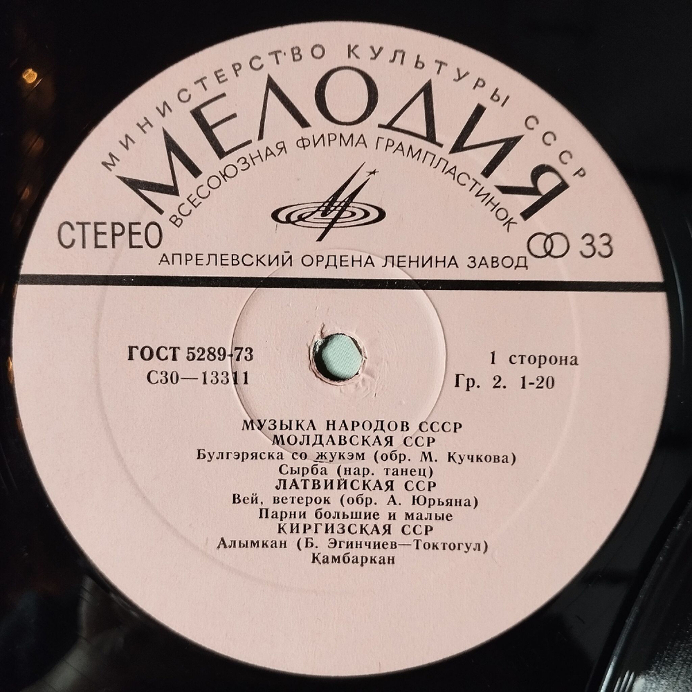 Винтажная виниловая пластинка LP Сборник Музыка Народов СССР Music Of The Peoples Of The USSR (СССР 1980)