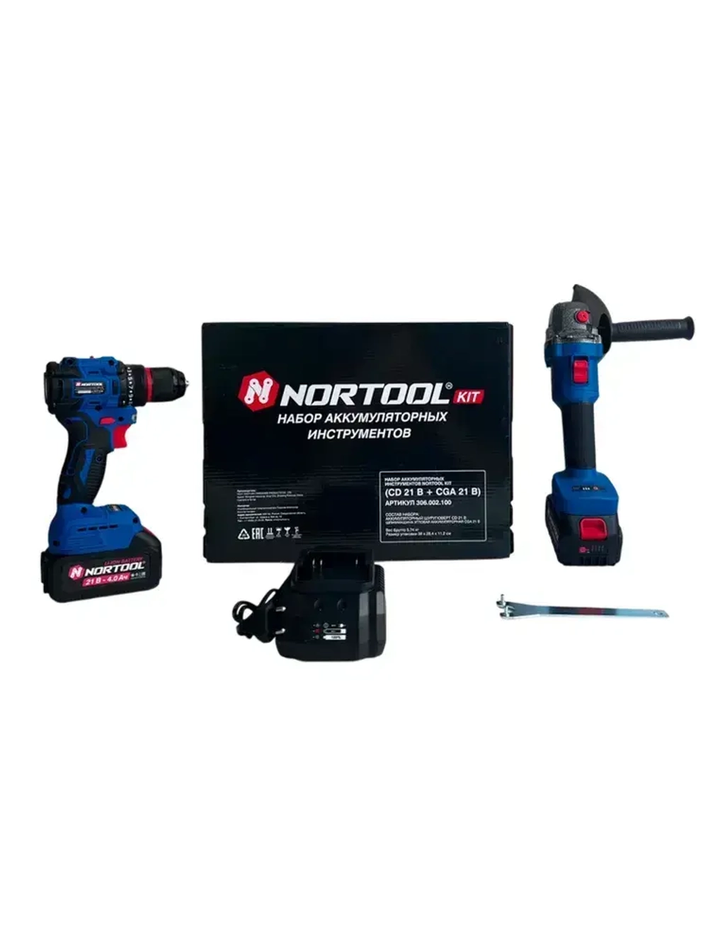 Набор аккумуляторных инструментов Nortool шур. CD21B, ушм CGA21B