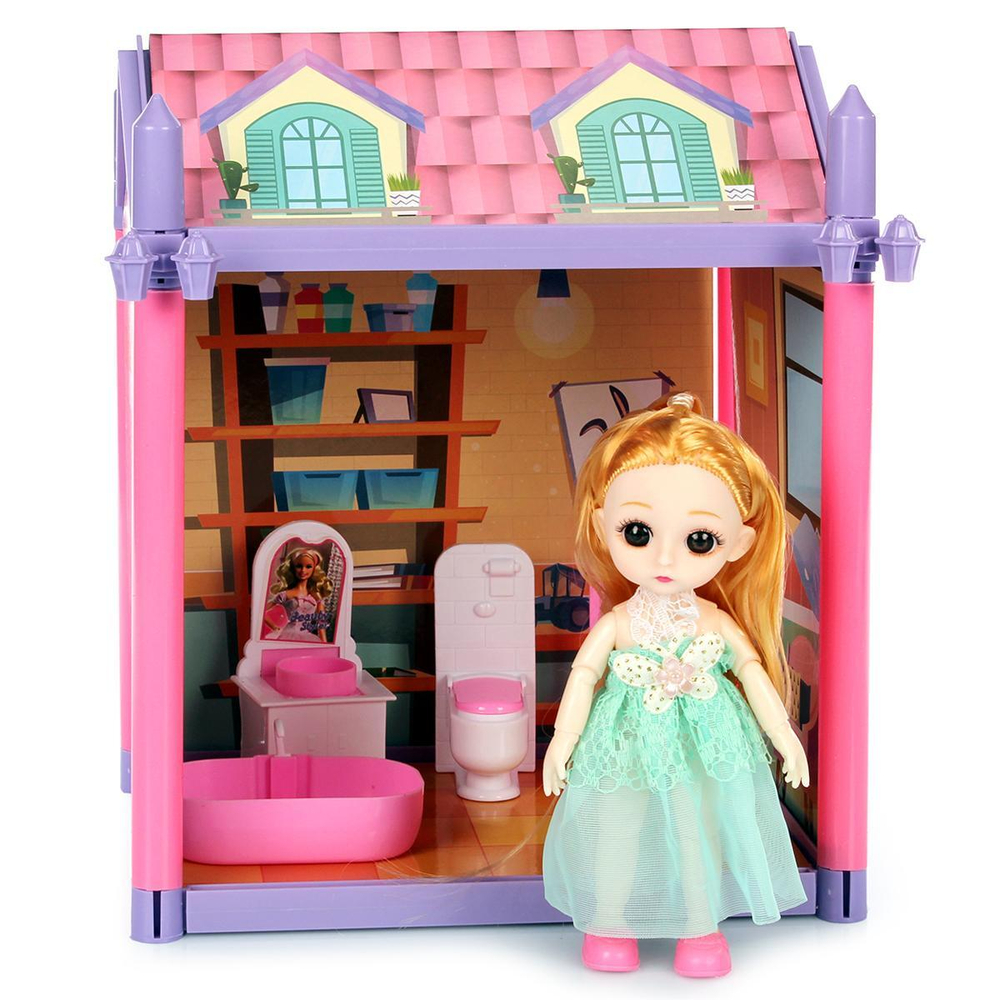 Дом для куклы с куклой и мебелью коробка ABL1014