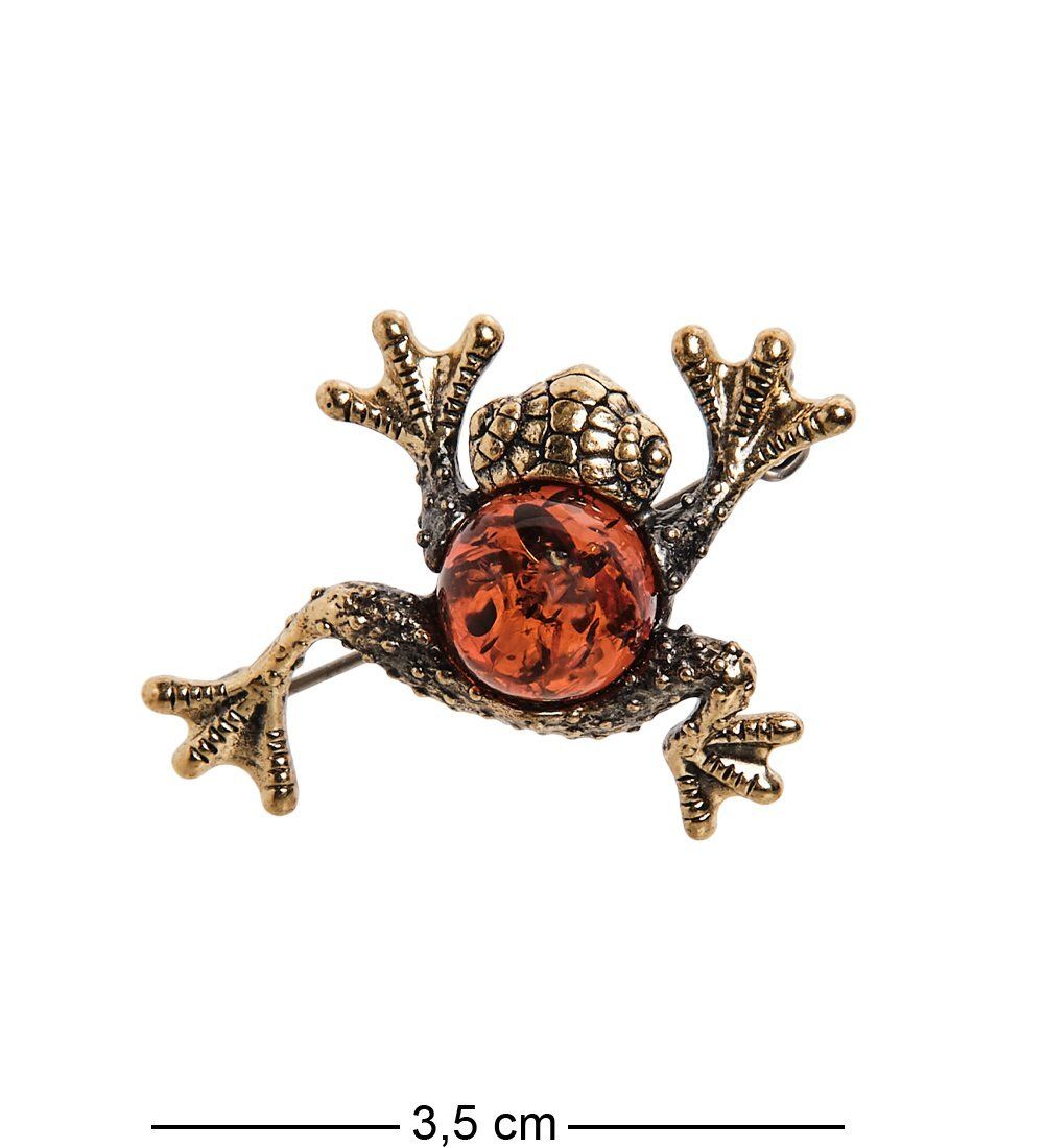 AM-2622 Брошь «Лягушка Пузатик» (латунь, янтарь)