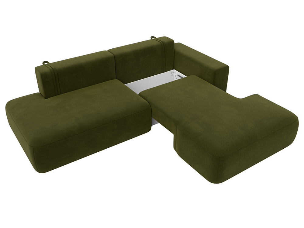 Диван угловой Лига-036 НПБ Модерн правый угол МИКРОВЕЛЬВЕТ Зеленый