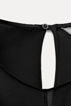 ZARA ТОП С ВОЛАНАМИ И НЕОБРАБОТАННЫМ И КРОМКАМИ — ZW COLLECTION, ЧЕРНЫЙ