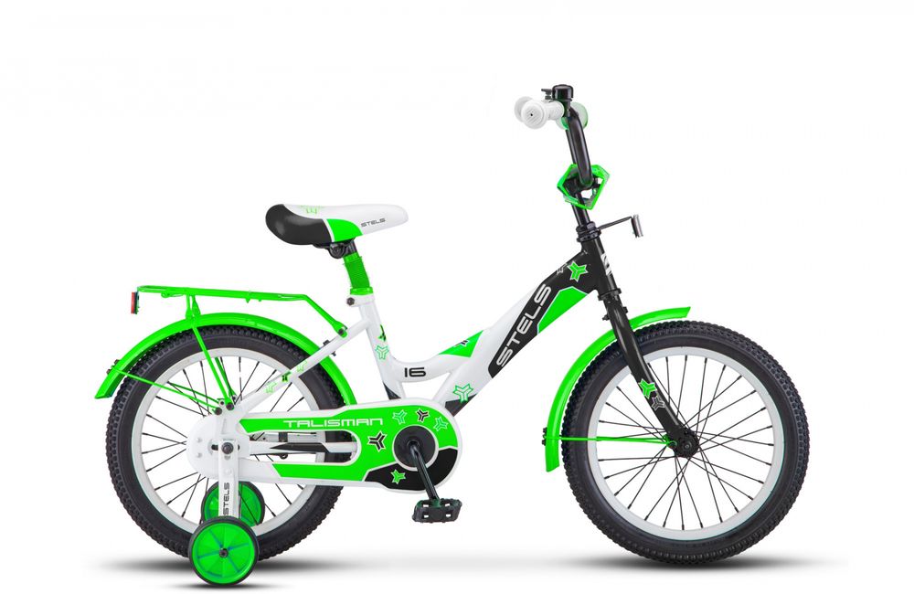 Велосипед STELS TALISMAN Z010 16 сталь 1-ск. ножной тормоз доп. колеса зеленый