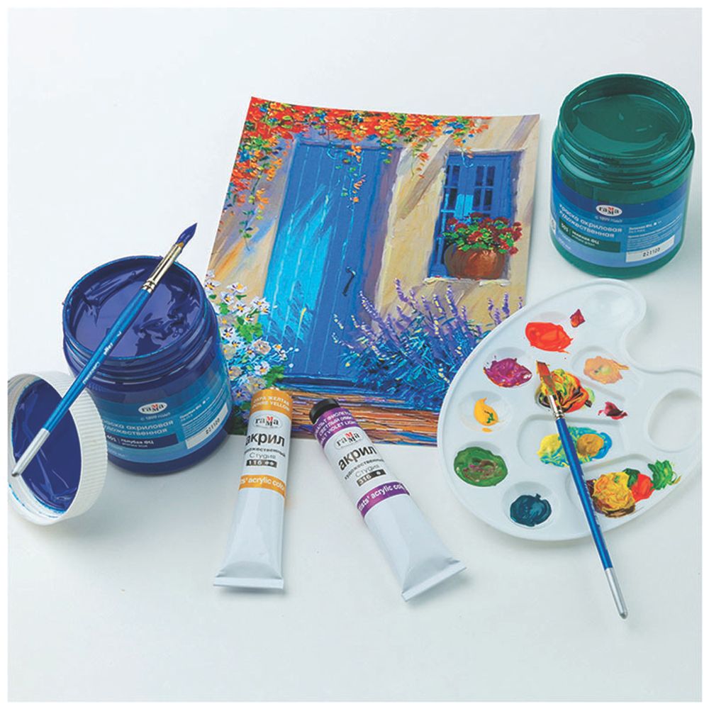 Краска акриловая художественная Гамма "Студия", 500мл, банка, зеленая ФЦ