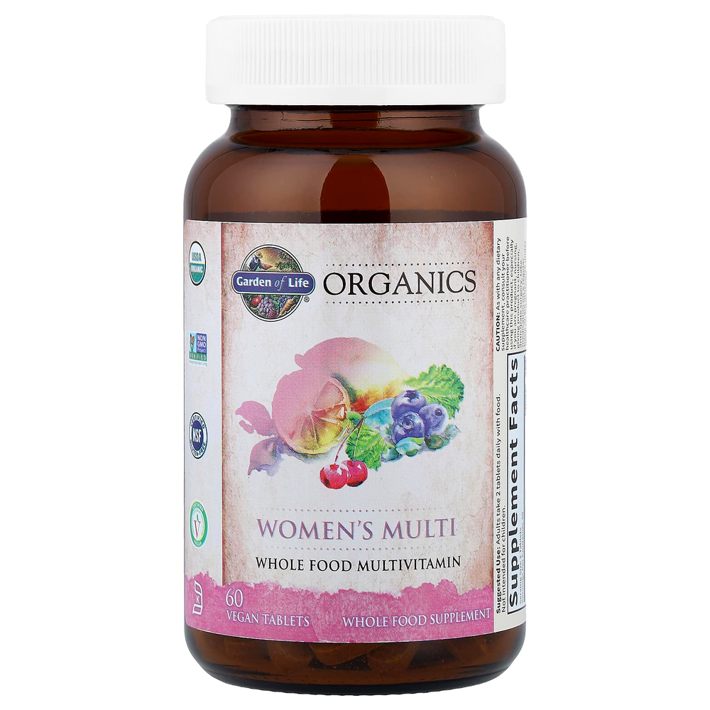 Garden of Life, Organics, мультивитамины для женщин, 60 веганских таблеток