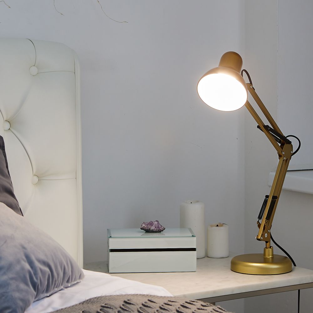 TLI-221 GOLD E27 Светильник настольный. Цоколь Е27. 60W. Механический выключатель. Золотой. ТМ Uniel